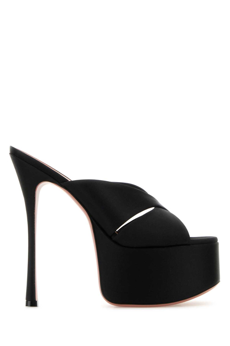 Amina Muaddi Salma 60 Satin Slipper With High Thin Heels
