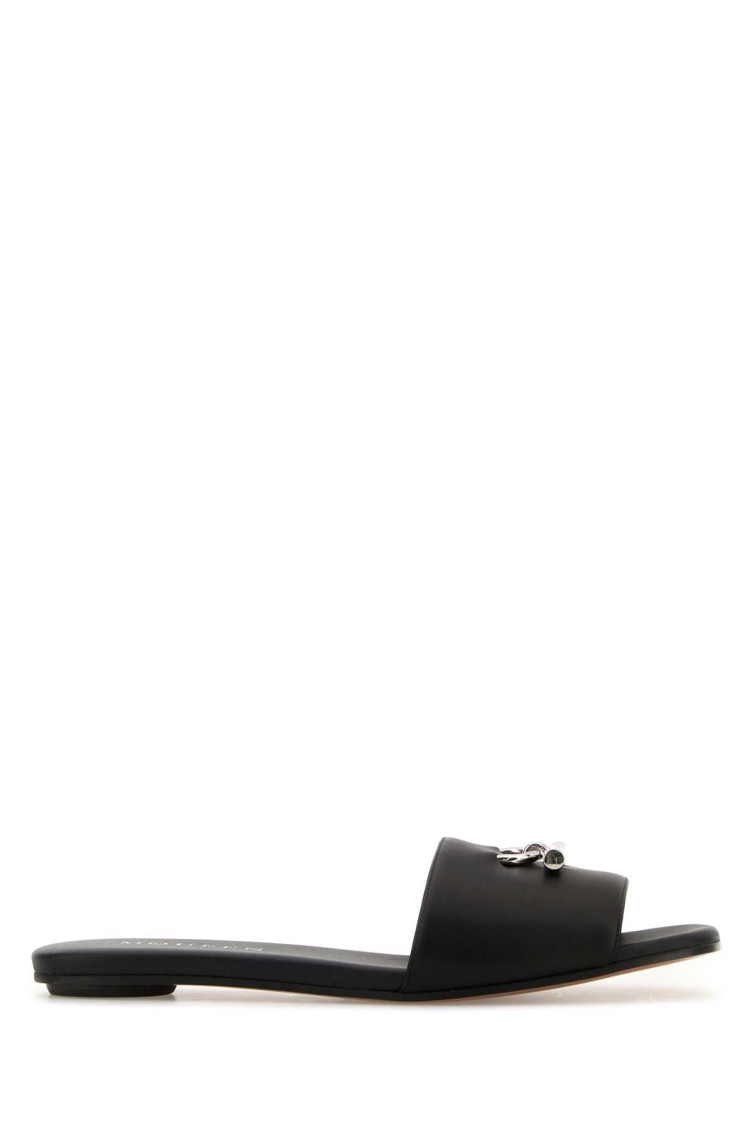 Alexander Mcqueen Open-toe Black Sandals With Metallic Accent In Black