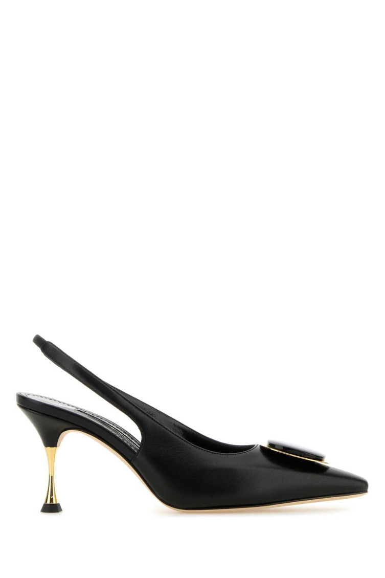 MANOLO BLAHNIK BLACK SLINGBACK HEELS