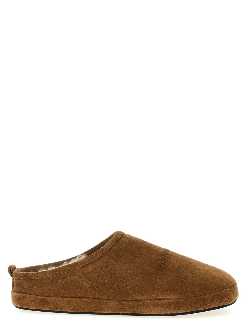 Balenciaga Men Camel Suede Alaska Ankle Slippers