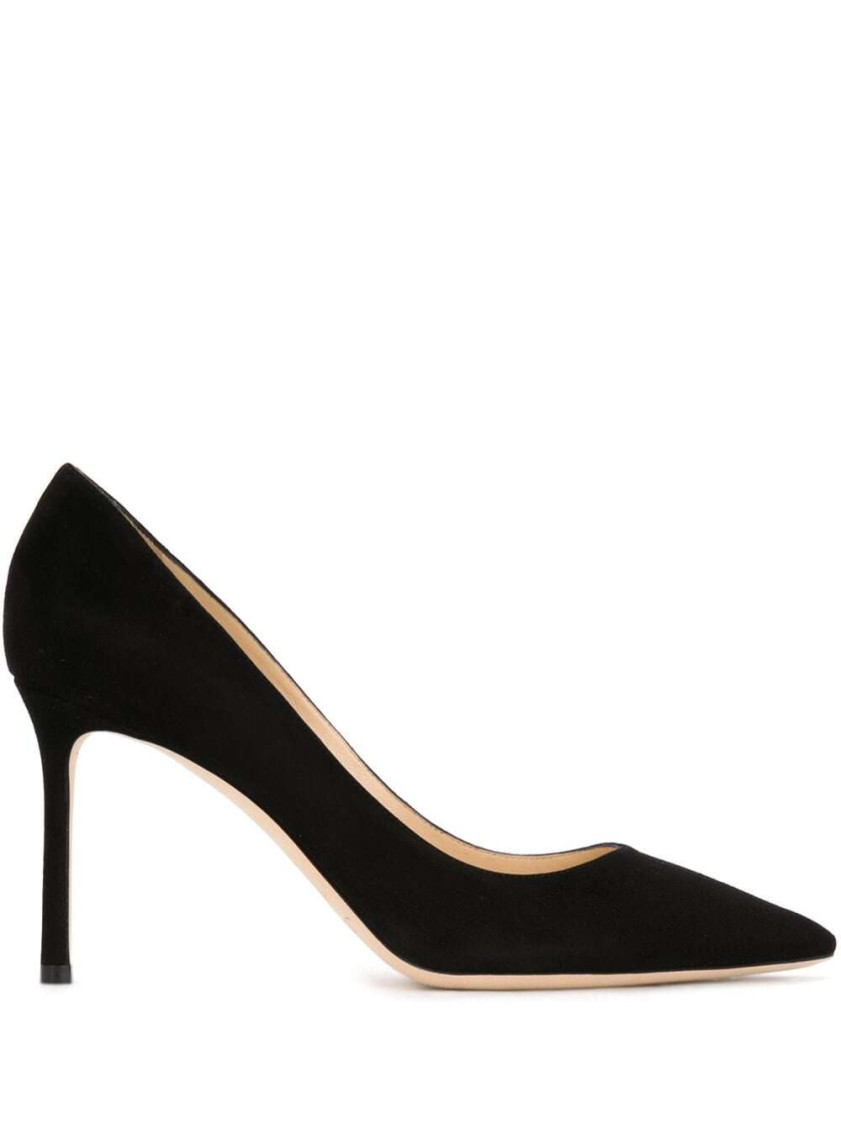 Jimmy Choo Romy 85 Spitze Pumps Aus Schwarzem Leder Mit Eidechsen-print
