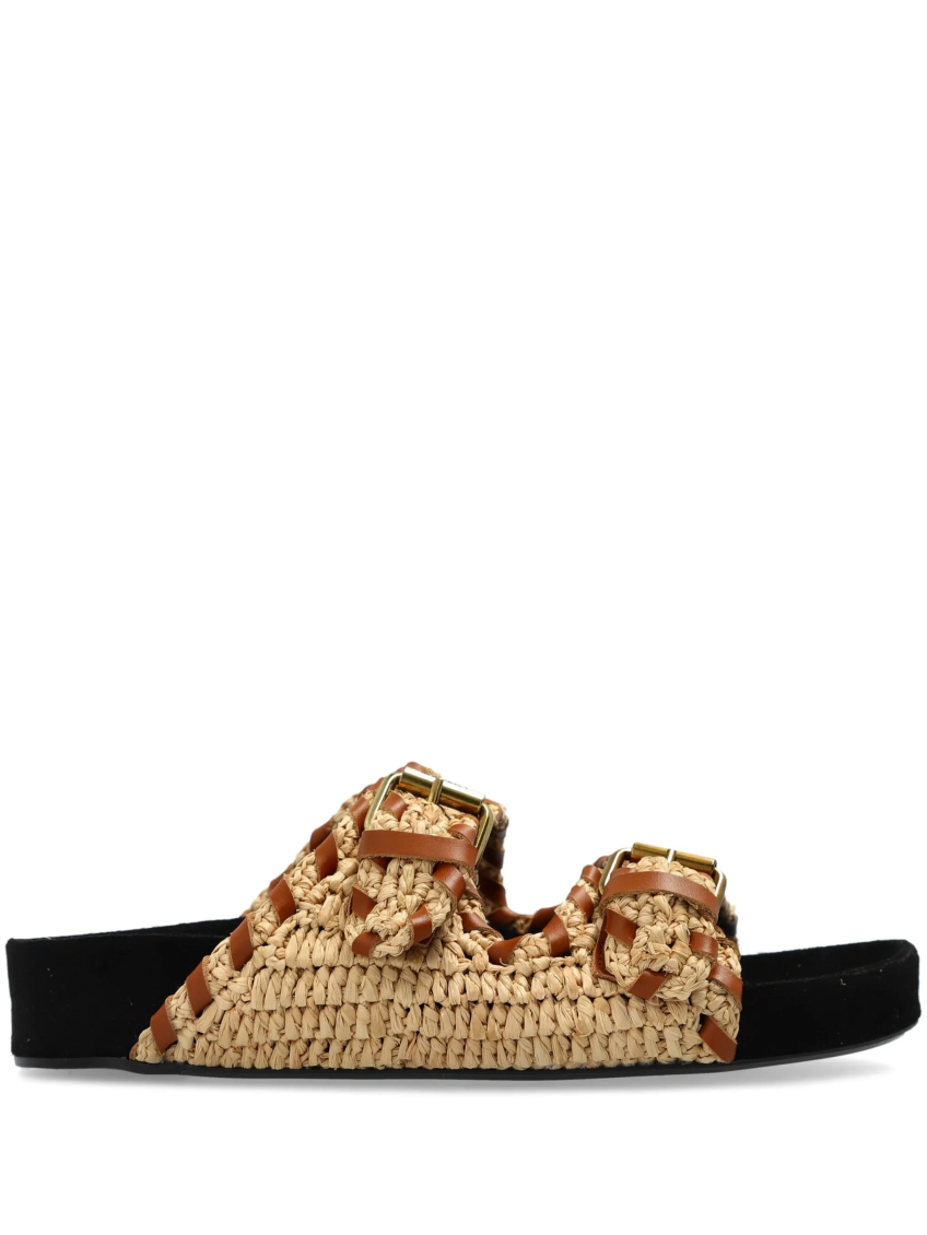 ISABEL MARANT NATURAL SLIP ON SANDALS 