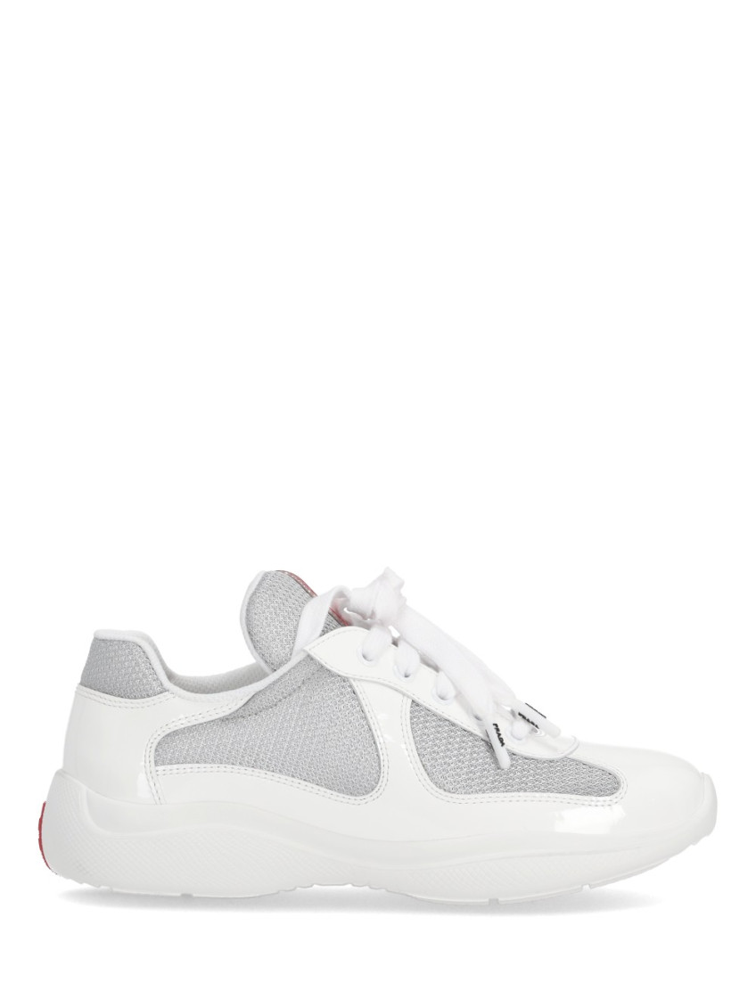Prada White Lace Up Sneakers