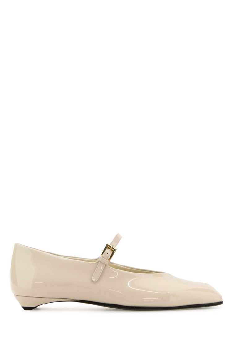Prada Leather Ballerinas With Patent Finish And Round Toe