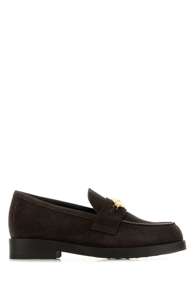 Jimmy Choo Dark Brown Suede Maddie Diamond Loafers