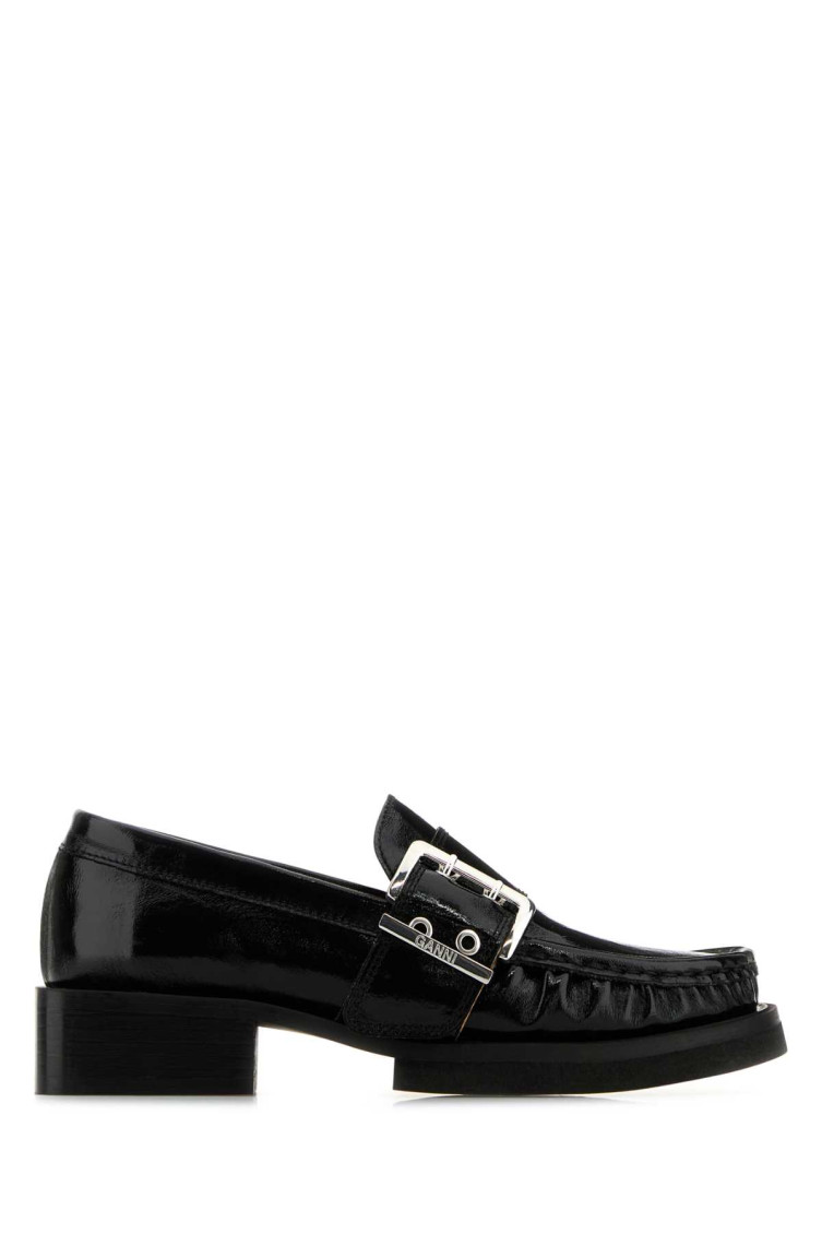 Ganni + Net Sustain Feminine Buckled Recycled Faux Patent-leather Loafers