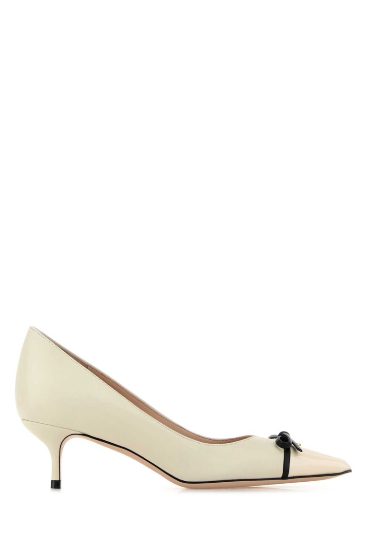 Valentino Bepointy 45 Bow-embellished Two-tone Leather Pumps