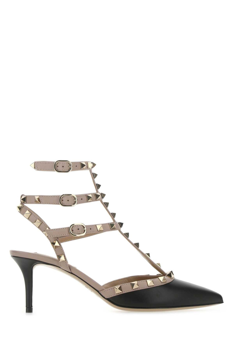 Valentino Black Rockstud Heels In Black