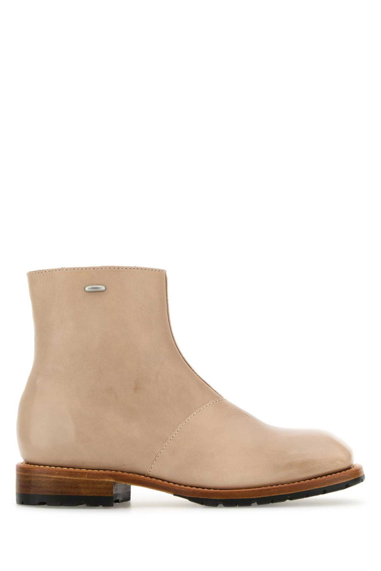Our Legacy Beige Leather Engine Ankle Boots In Multi