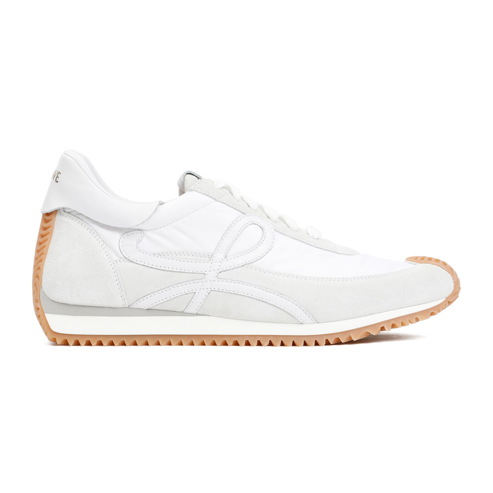 Loewe Suede & Tech Flow Runner Low Sneakers In White