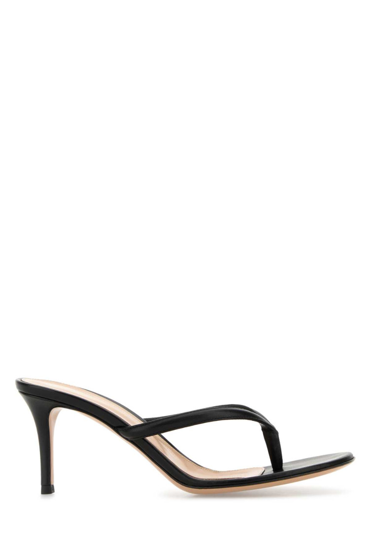Gianvito Rossi Black Leather Calypso Thong Sandals