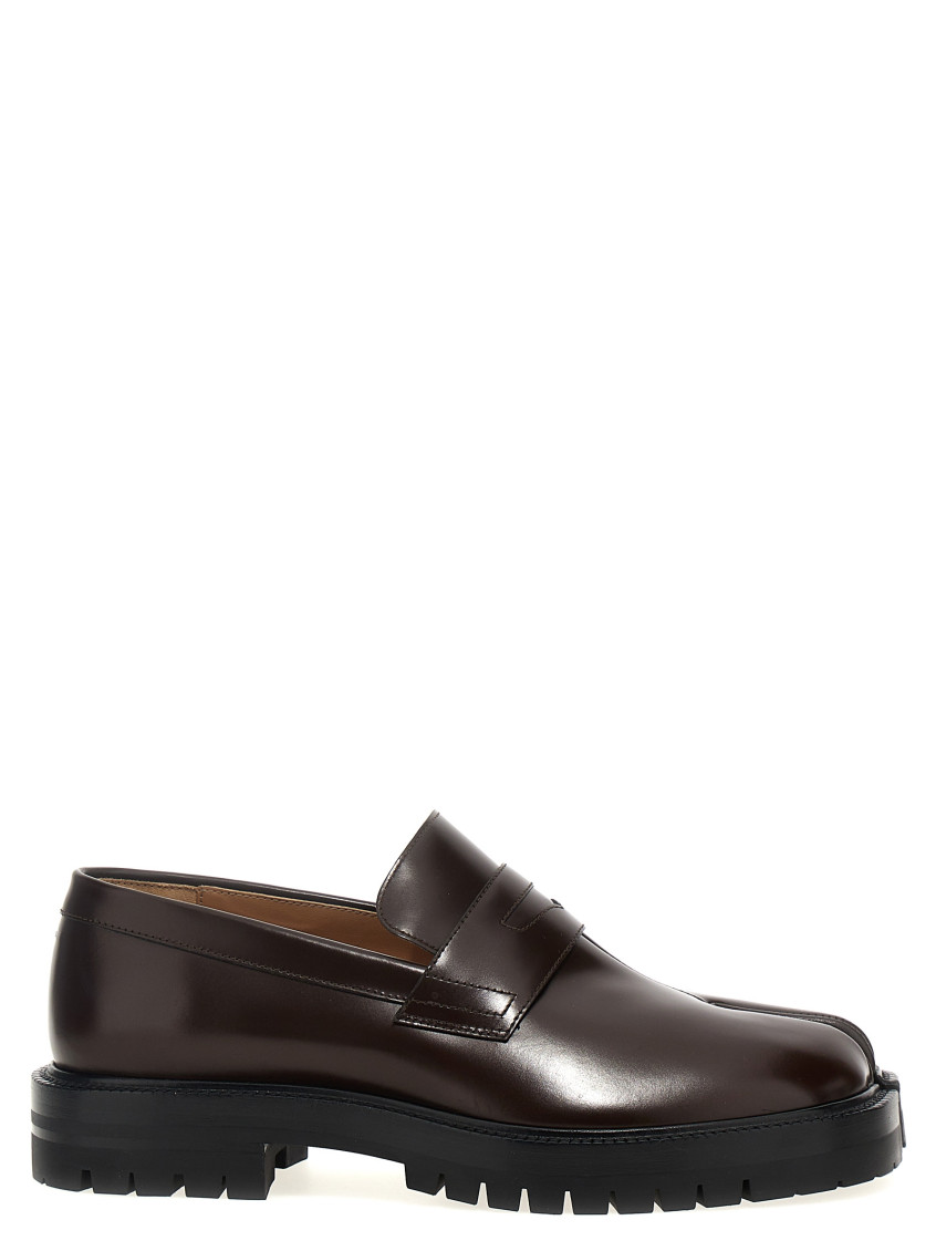 Shop Maison Margiela Brown Slip On Loafers In Dark Brown