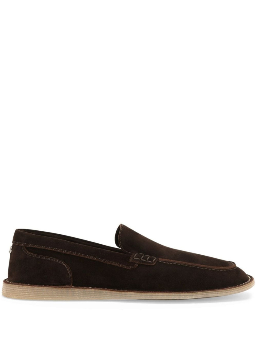 Dolce & Gabbana Leather Loafers Stitched Penny Strap In Black