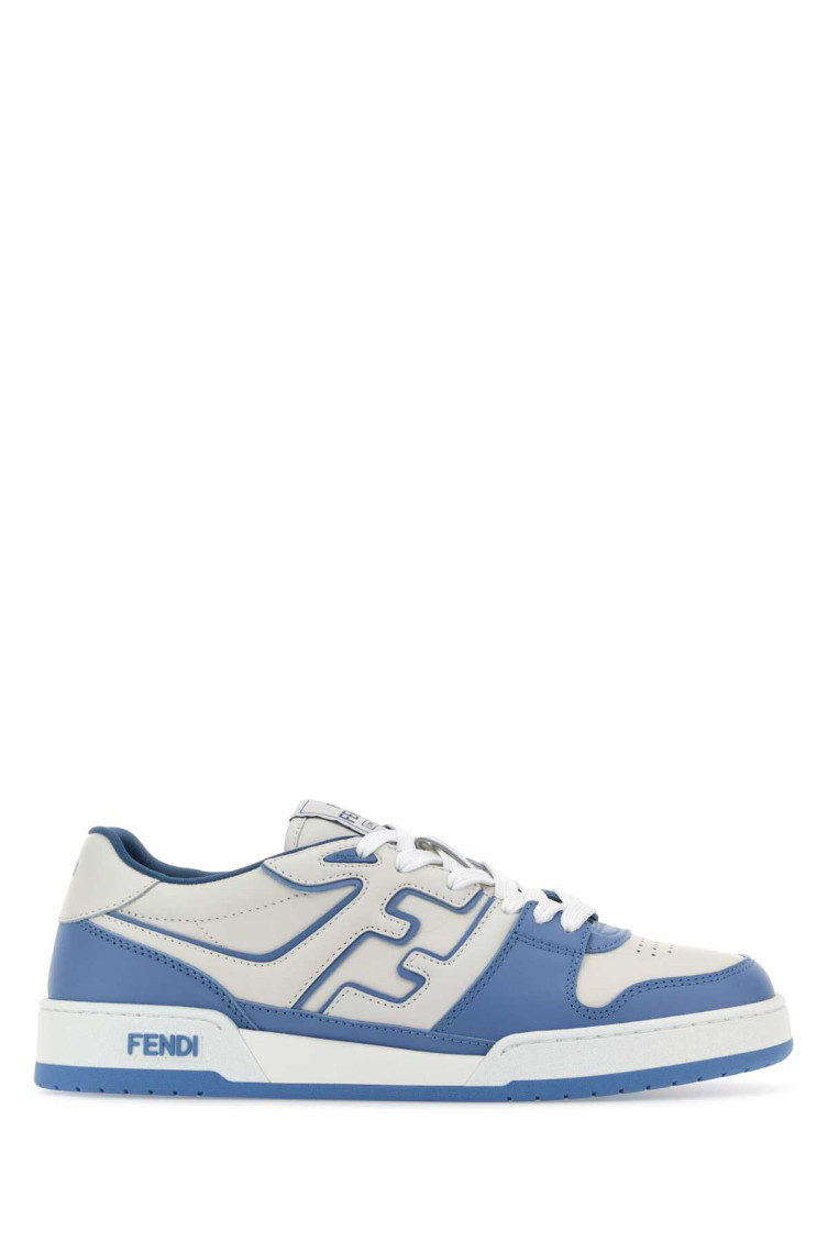 Fendi Light Blue Two-tone Leather Sneakers