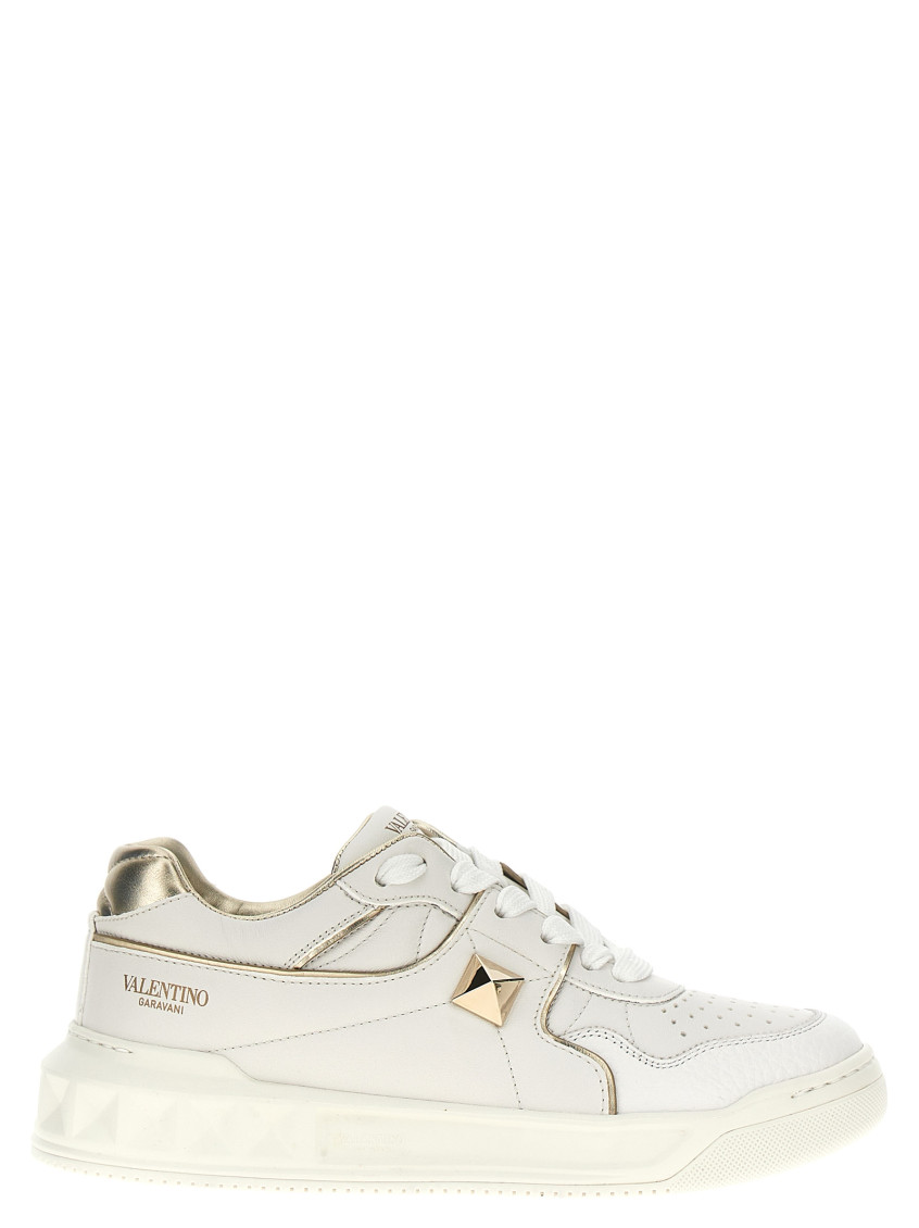 Valentino White One Stud Sneakers In White