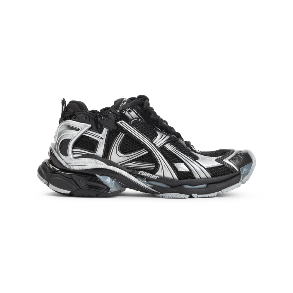 Balenciaga Mesh Runner Sneakers Embossed Size In Black
