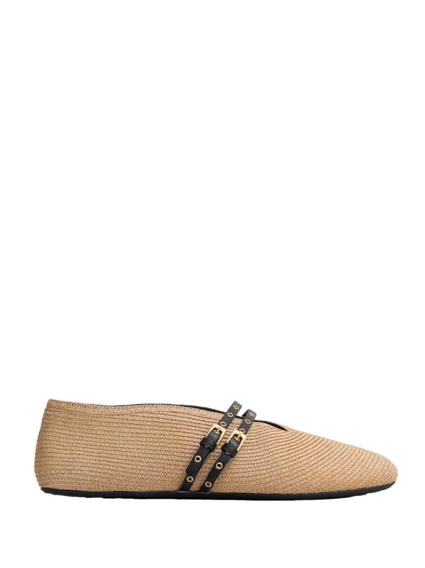 Alaïa Natural Slip On Ballet Flats In Brown