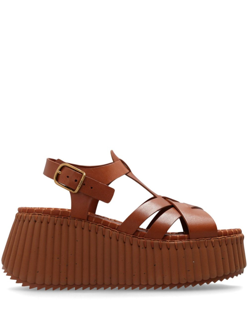 Chloé Brown Leather Wedges