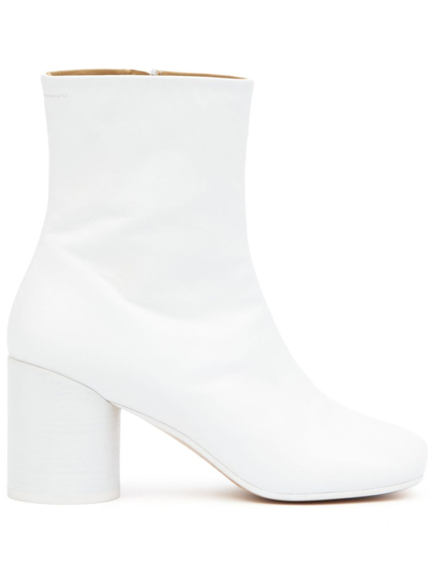 Mm6 Maison Margiela White Leather Ankle Boots In White