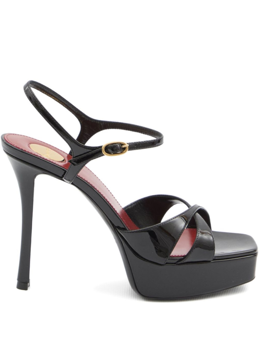Saint Laurent 110mm Crossover Platform Sandals In Black