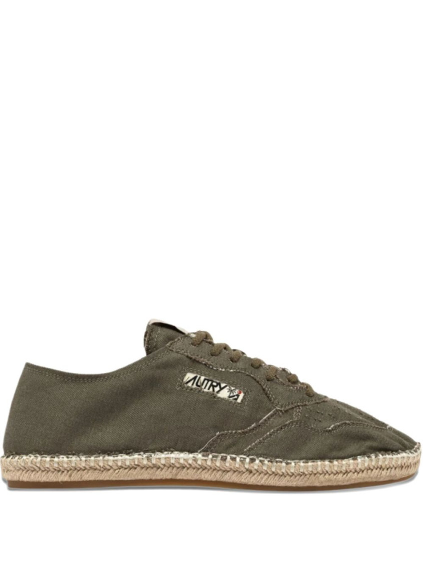 Autry Woven Jute Sole Flat Shoes With Lace-up Closure In Multi