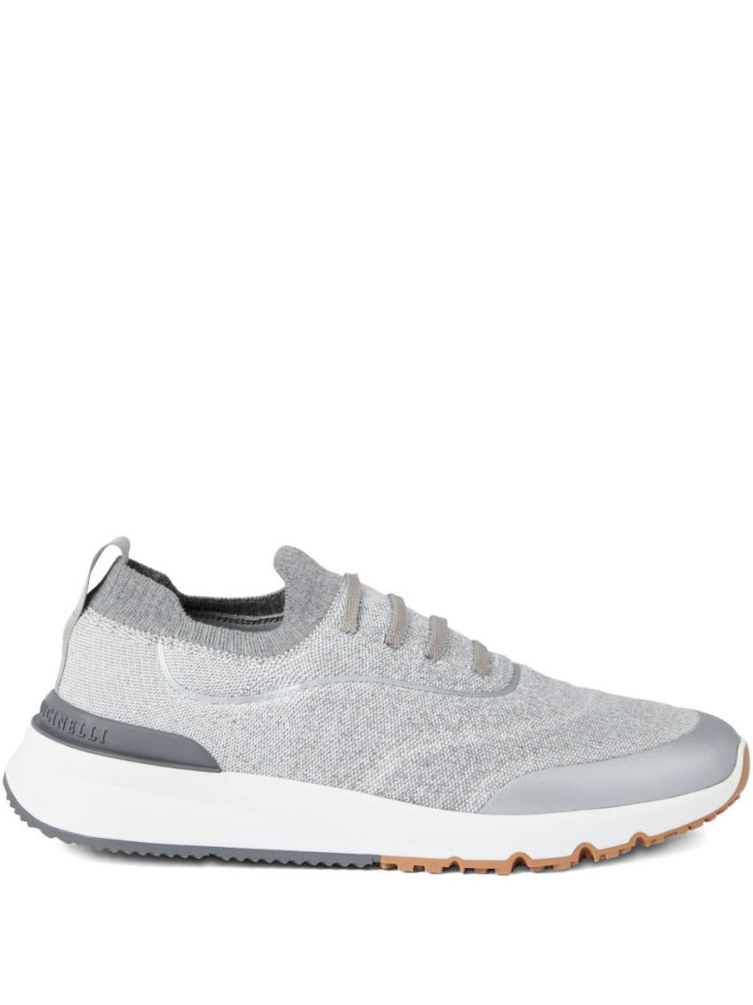 Brunello Cucinelli Runners In Techno Cotton Knit With Termonastrature Shoes In Gray