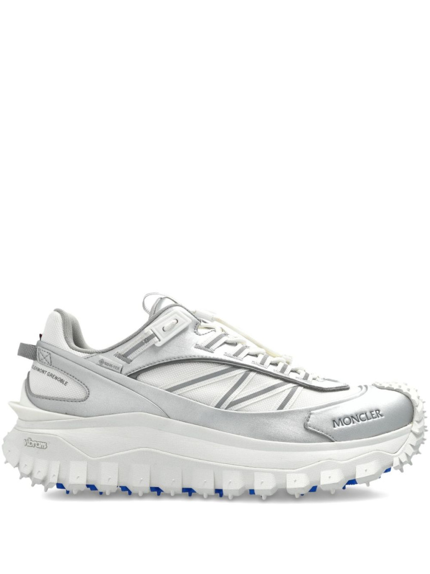 Moncler Two-tone Fabric And Leather Trailgrip Sneakers In Silver