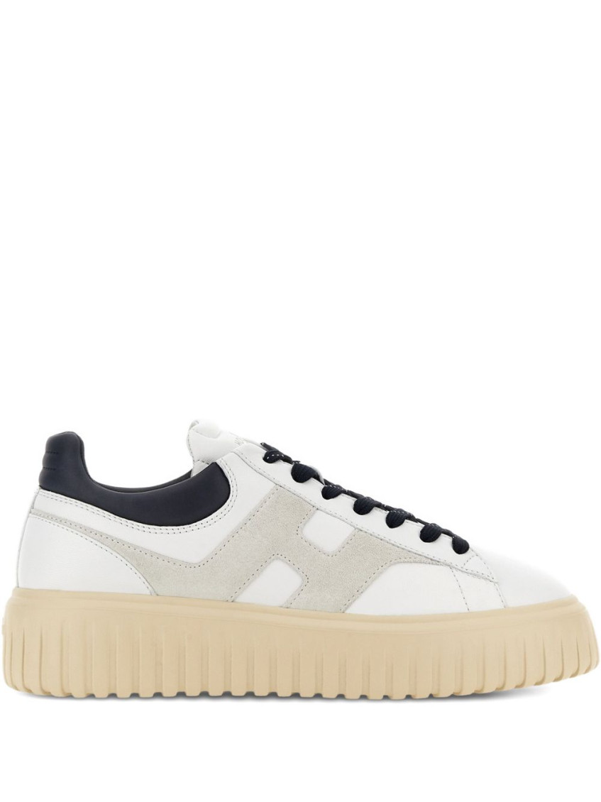 Hogan Lace-up White Sneakers With Logo Patch In White