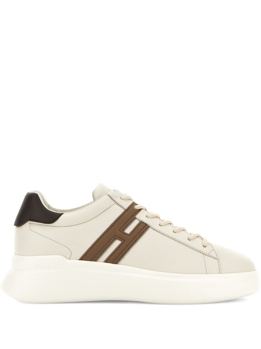 Hogan Leather Sneakers With Round Toe And Rubber Sole In White