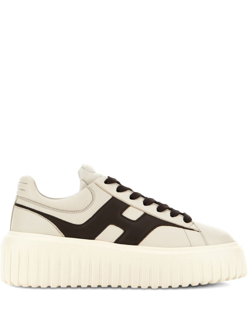 Hogan Beige Sneakers With Chunky Ridged Sole In White