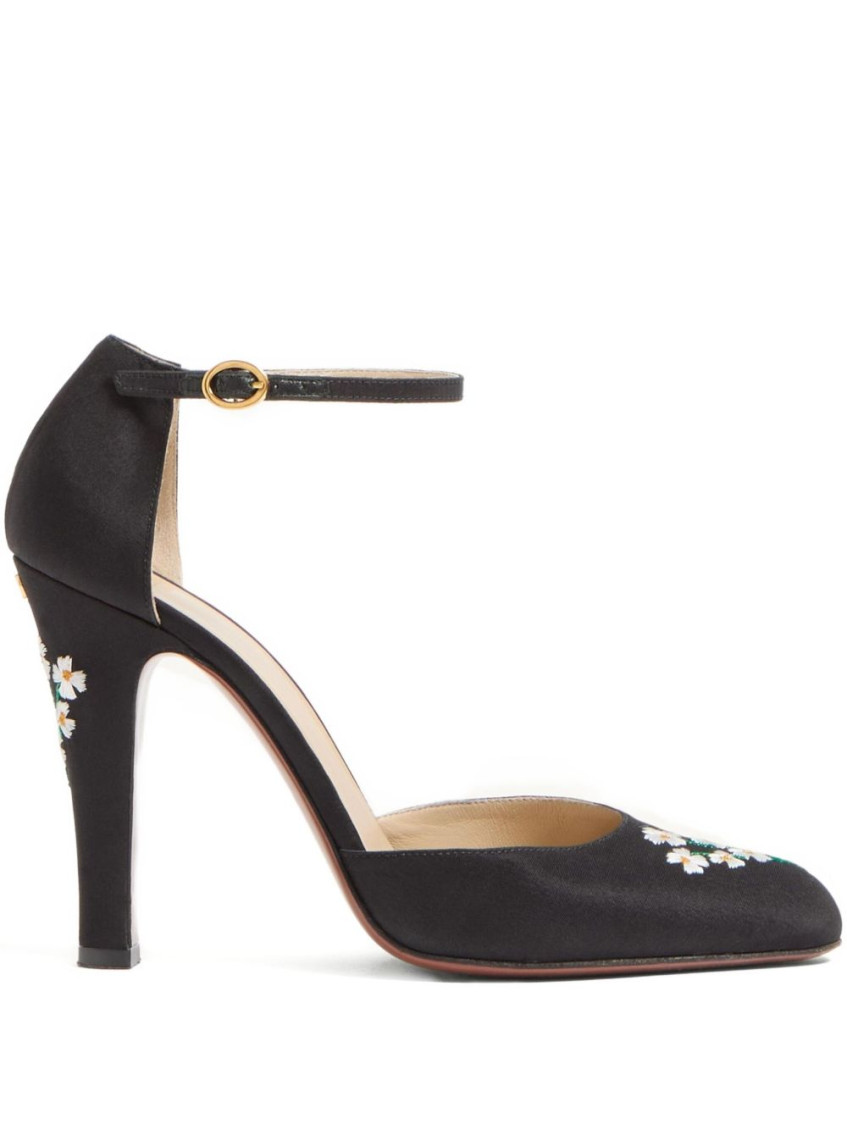 Valentino Fabric Dolly Pumps Embroidered Detail In Black