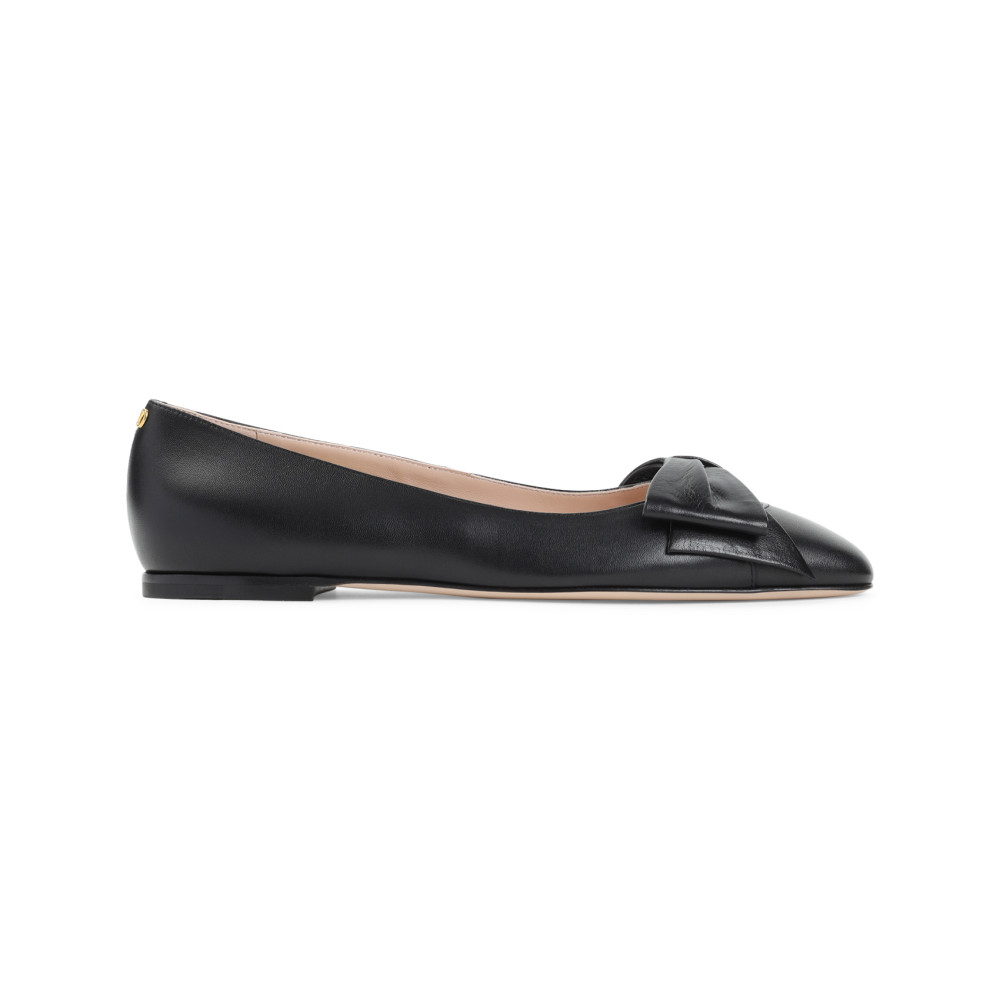 Valentino Leather Ballerinas With Iconic Bow Detail In Black