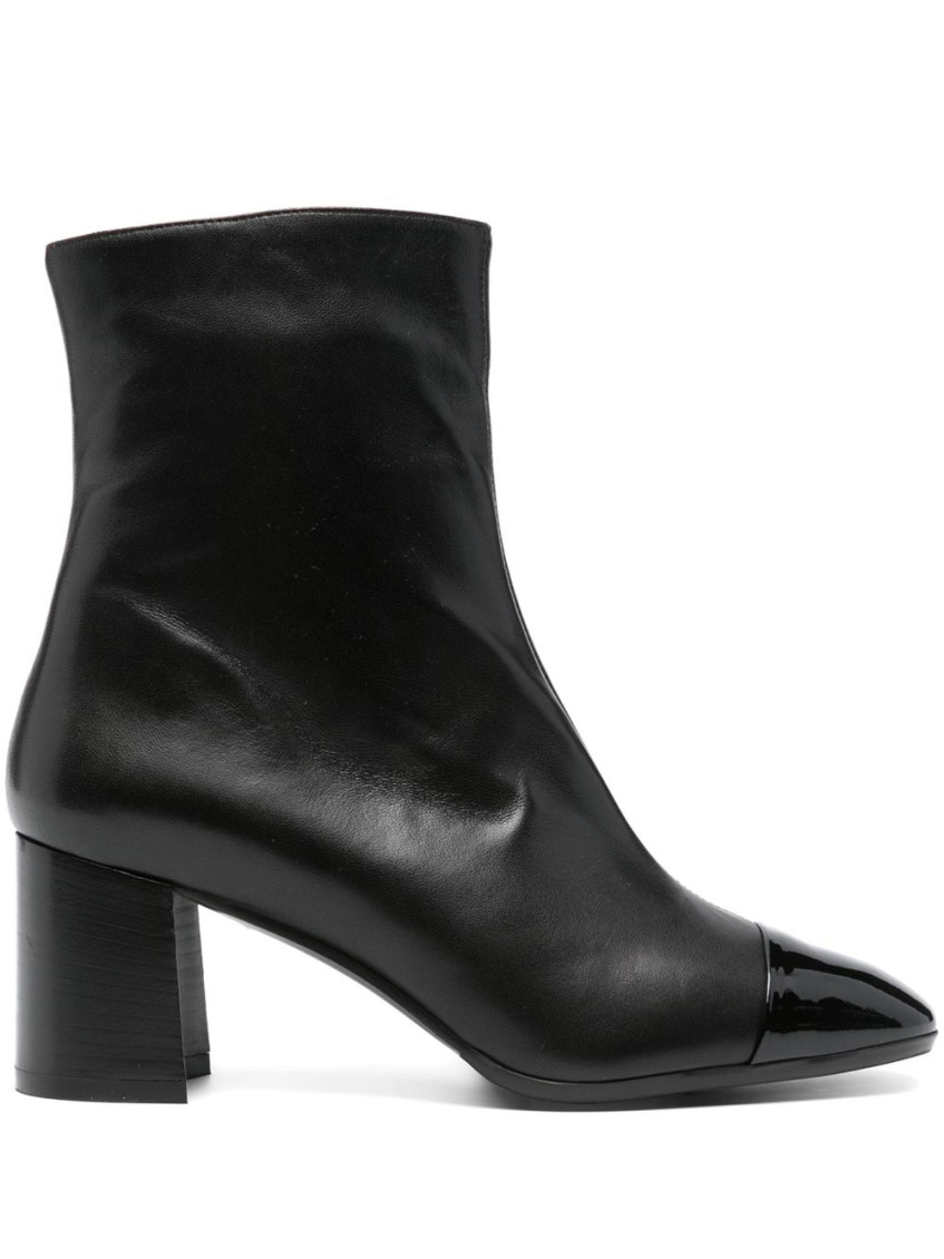 Carel Paris Black Leather Ankle Boots In Black