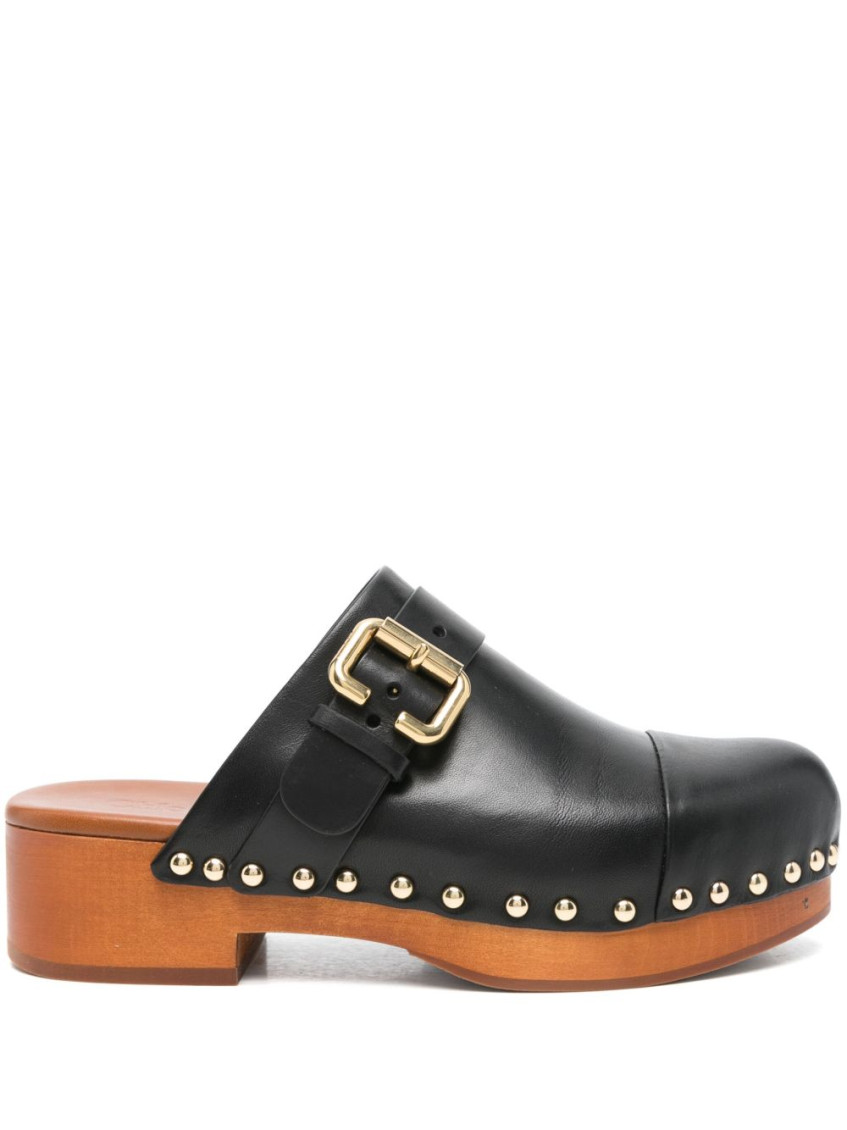 Chloé Black Leather Mules