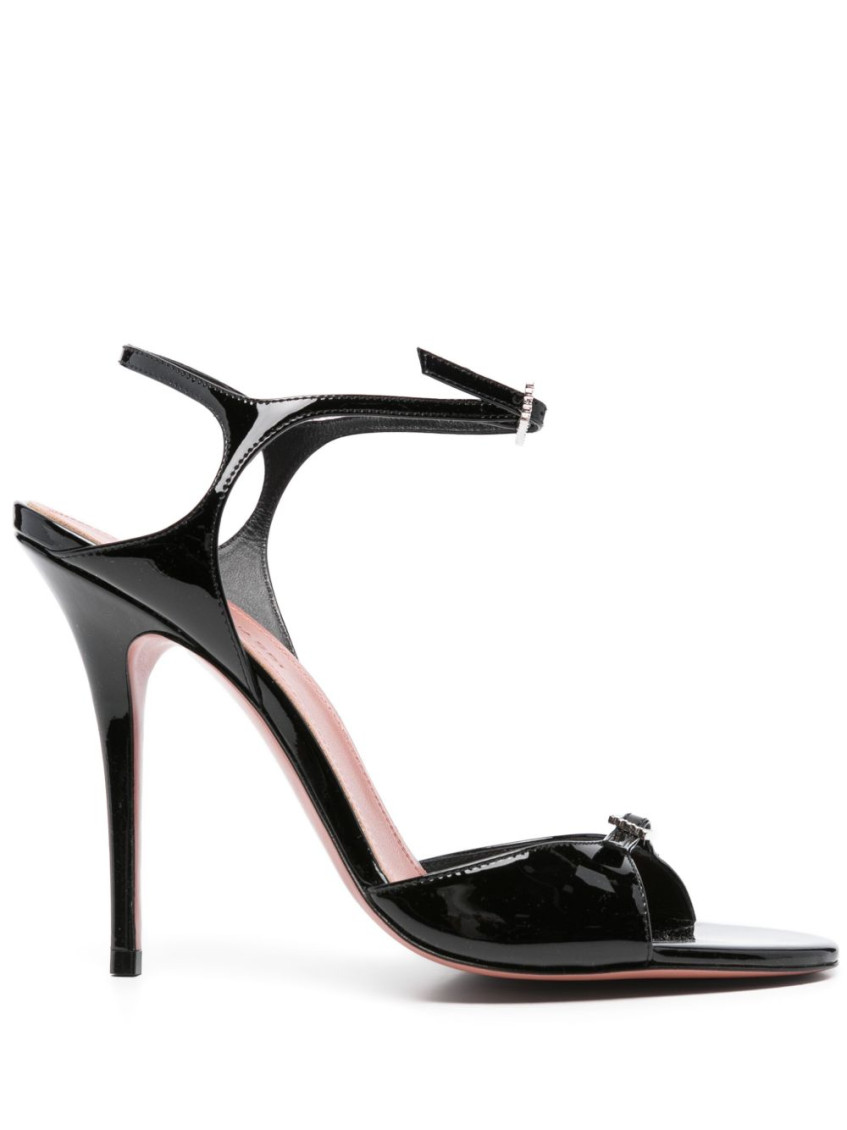 Amina Muaddi Black Leather Heels
