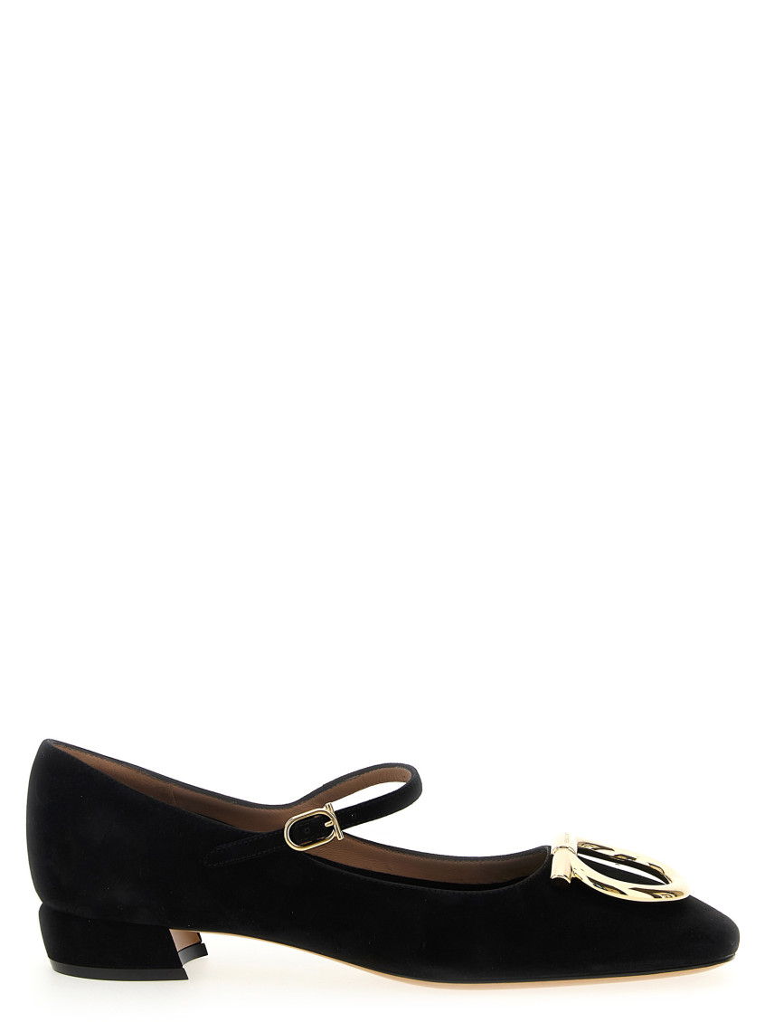 Ferragamo Black Suede Ballet Flats In Black