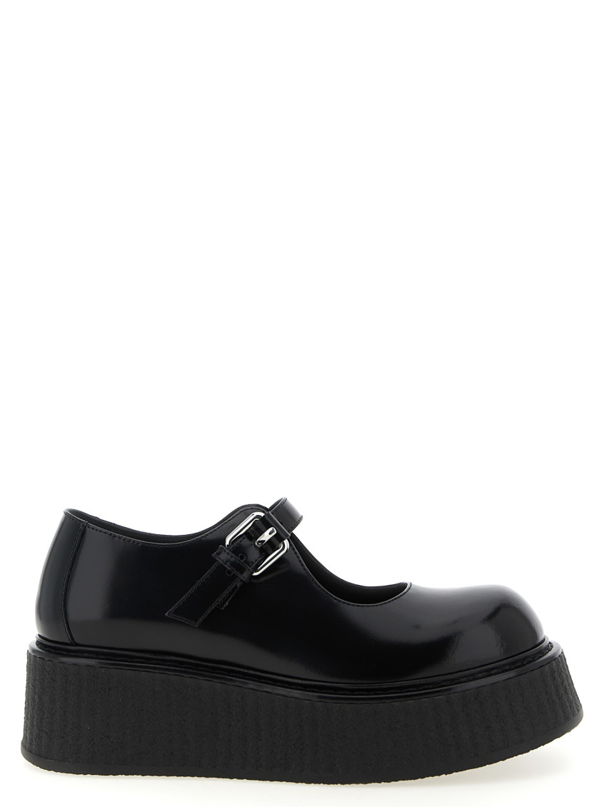 Moschino Black Platform Ballet Flats In Black