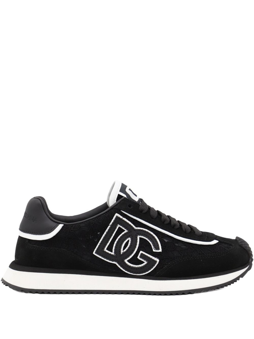 Dolce & Gabbana Dg Cushion Sneakers In Calfskin And Fabric In Multi