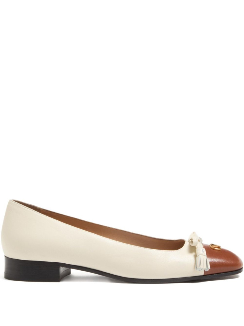Valentino Garavani Valet Du Roi Kidskin Ballerina 25mm Woman Butter/tobacco 42 In Neutral