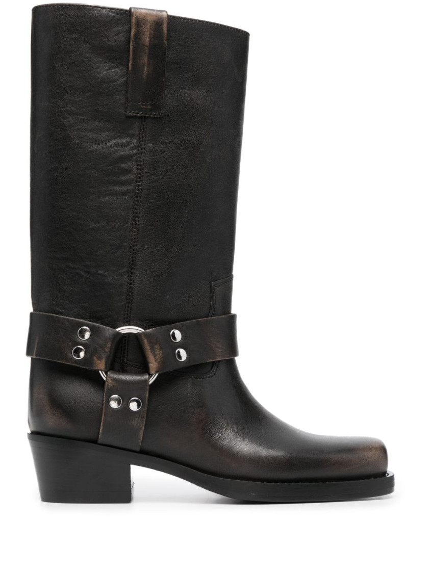 Paris Texas Black Leather Boots In Black