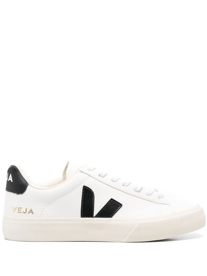 Veja Campo White And Black Low Top Sneakers In Vegan Leather Unisex In White
