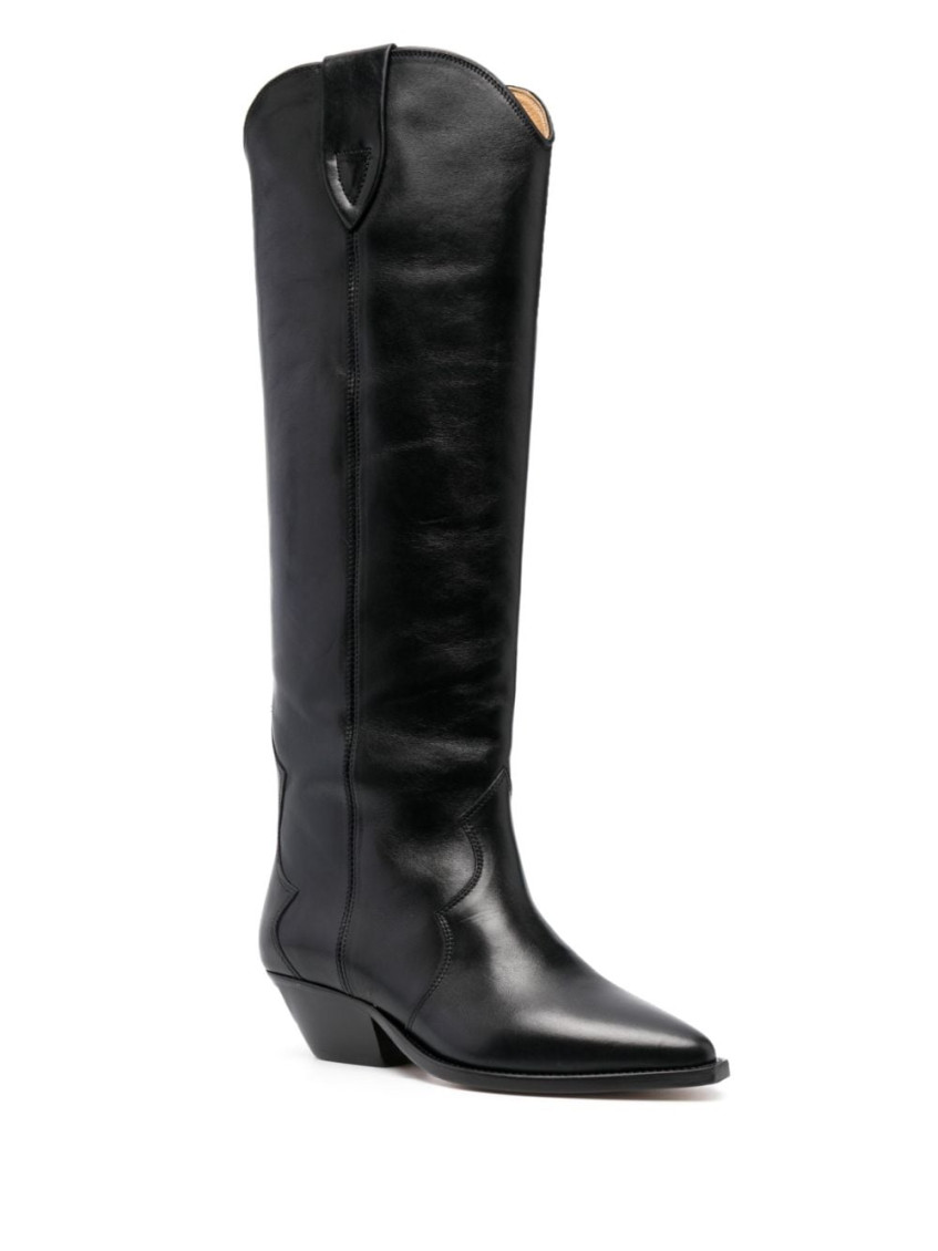 Isabel Marant 40mm Denvee Leather Boots In Black