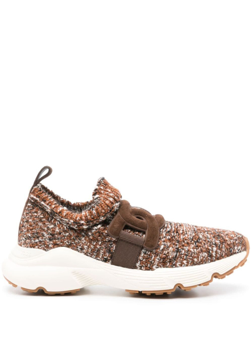 Tod's Slip-on Sneakers Featuring Knitted Upper In Brown