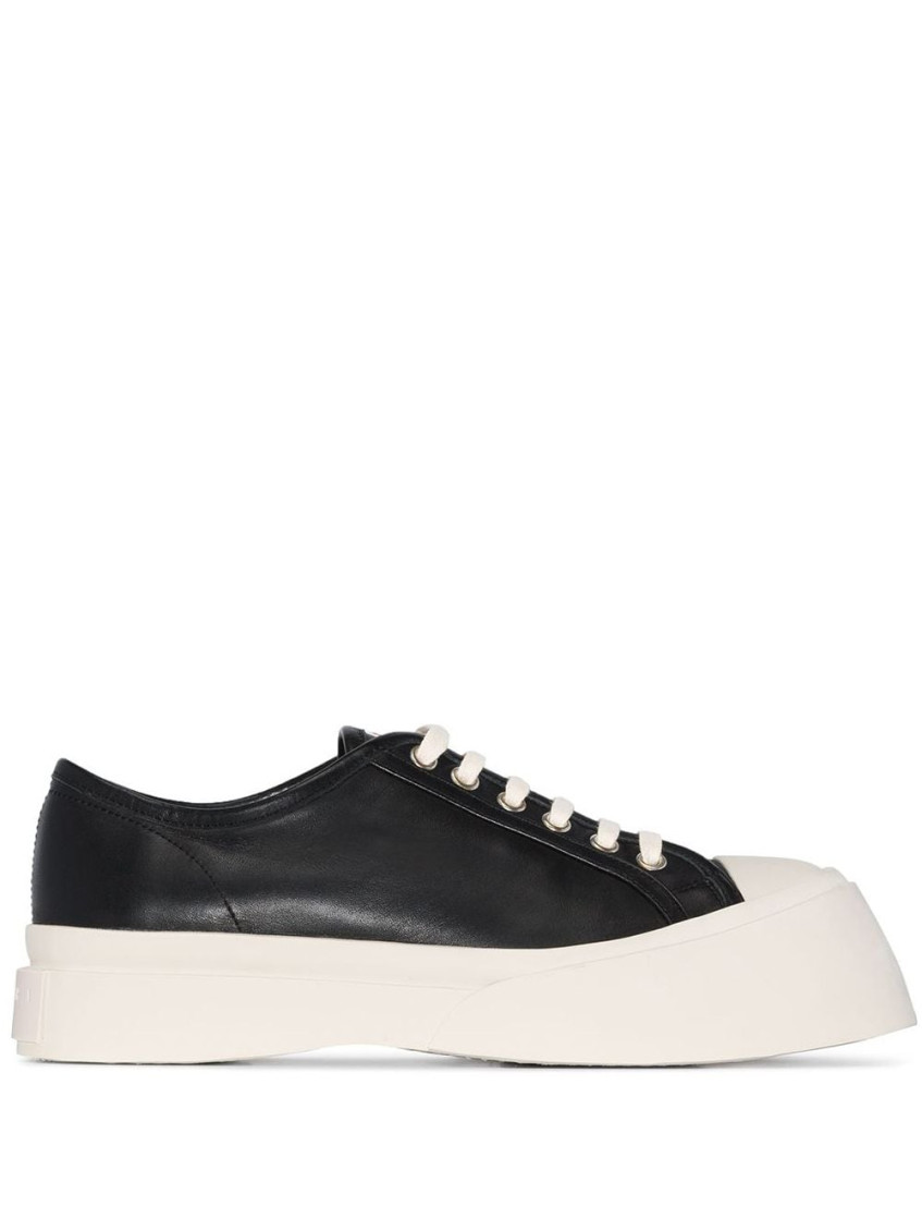 Shop Marni Black Lace Up Sneakers