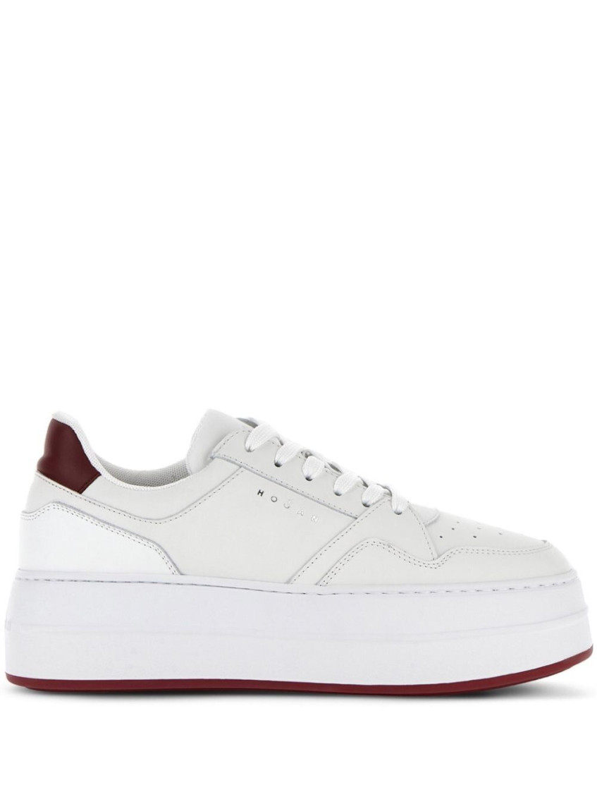 Hogan Skyscraper Platform Sneakers Featuring Perforated Detailing In White