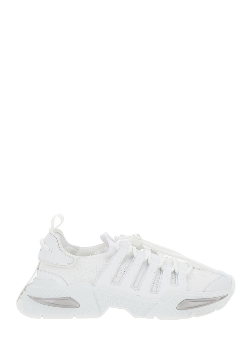 Dolce & Gabbana White Sneakers With Modern Silhouette And Unique Lacing System In White