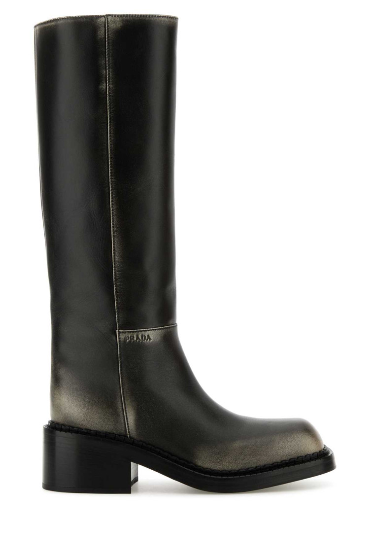 Shop Prada Black Leather Boots