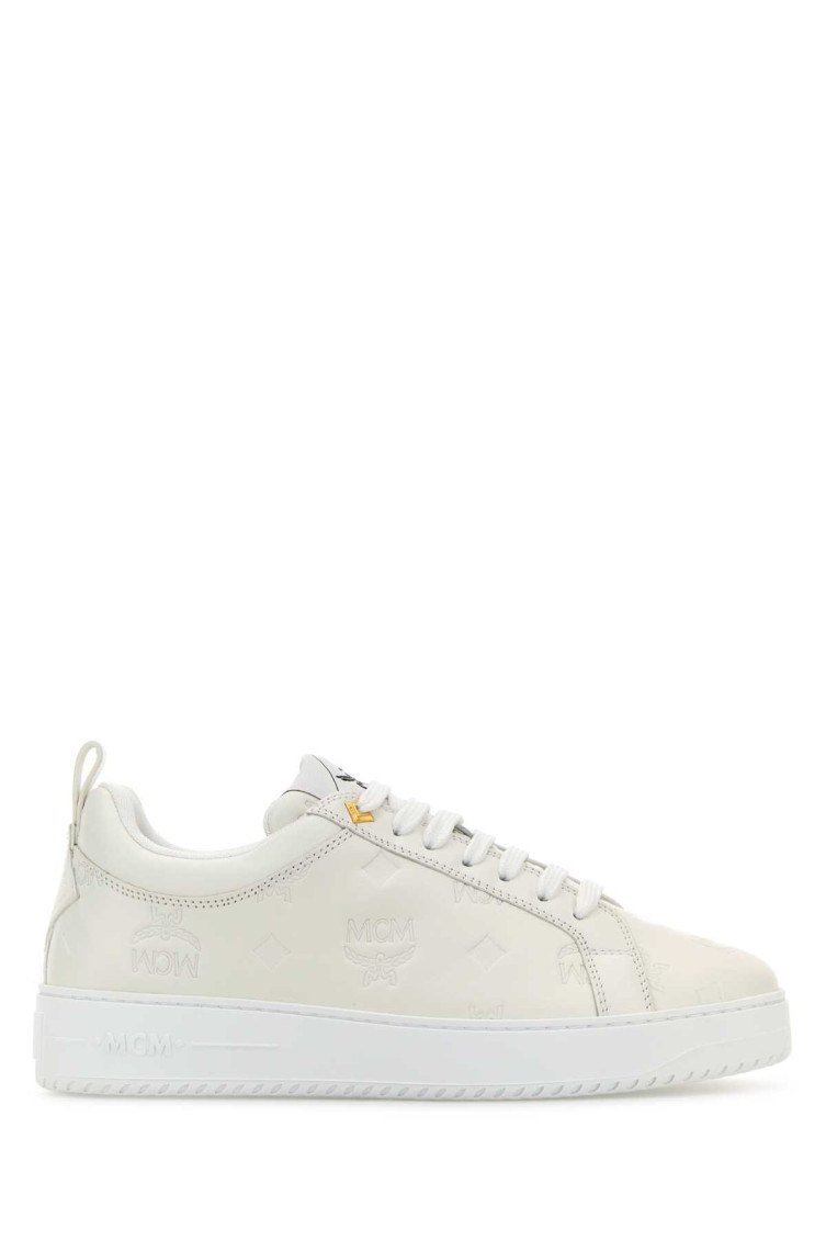 Mcm White Leather New Terrain Sneakers In White