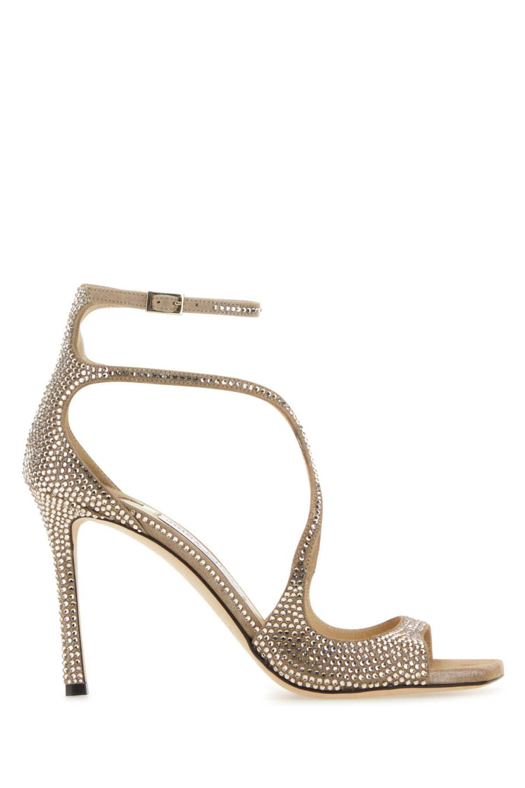 Jimmy Choo Azia 95mm Crystal-embellished Sandals In Beige