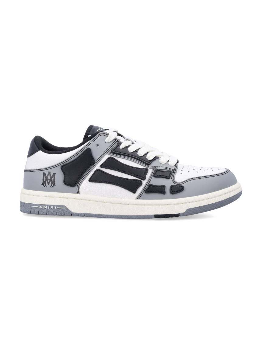 Amiri Varsity Skel Top Low Sneakers In Grey Leather In Black